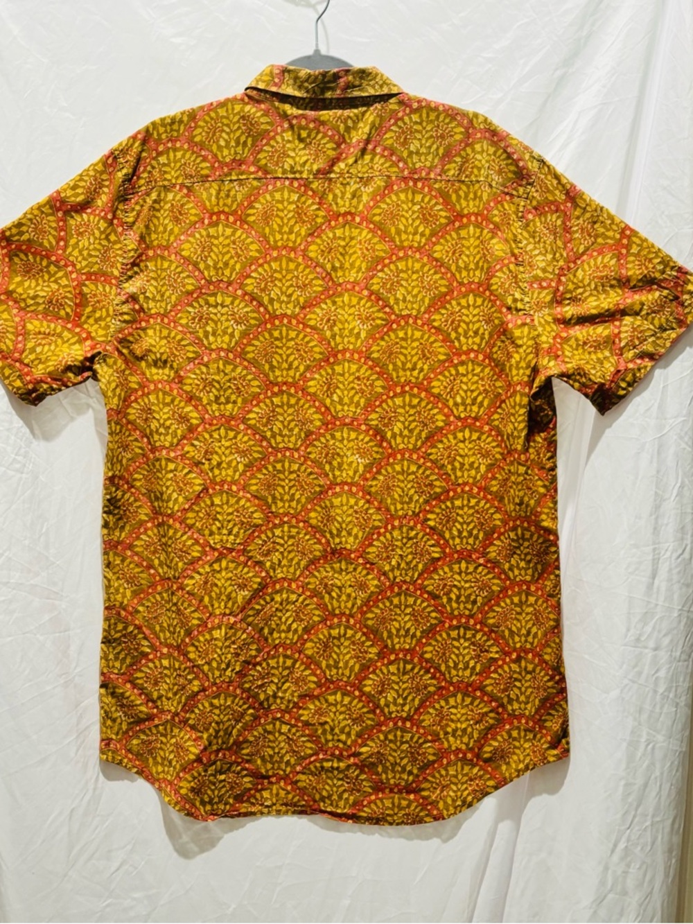 Billabong Vintage Button-Down Short Sleeve Men's Cotton Shirt Yellow Orange XL - Picture 3 of 5